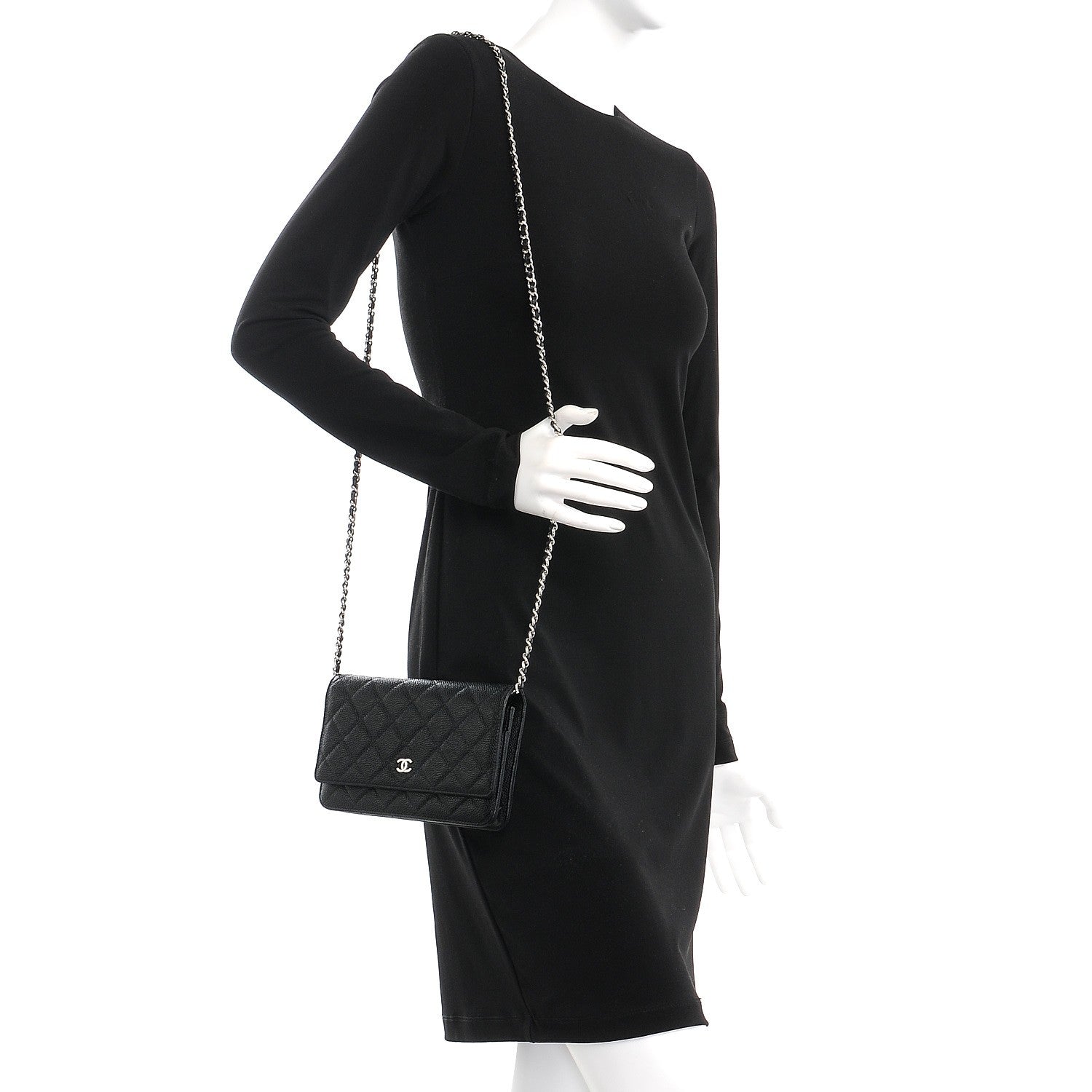 Chanel Caviar Quilted Wallet On Chain WOC Black 2 of 8