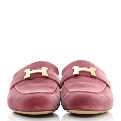 Hermes Velvet Trocadero Mules 37 Rose De Venise 2 of 7