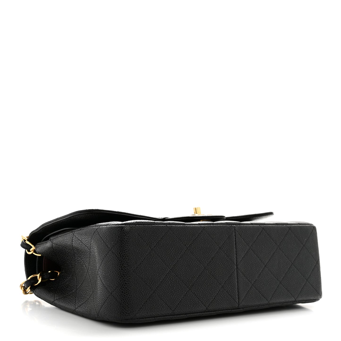 Caviar Quilted Jumbo Double Flap Black