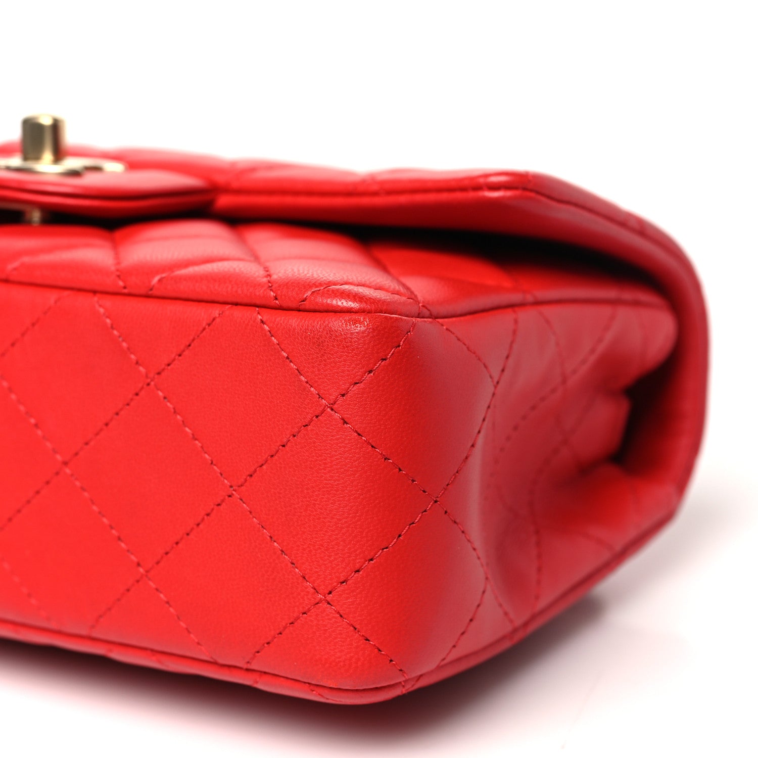 Chanel Lambskin Quilted Mini Rectangular Flap Red 10 of 12