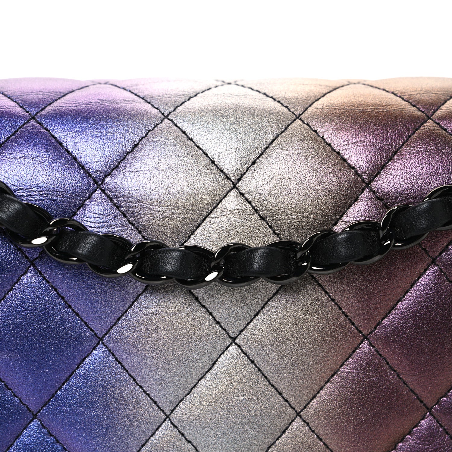 Chanel Metallic Calfskin Quilted Ombre Medium Double Flap Black 8 of 10
