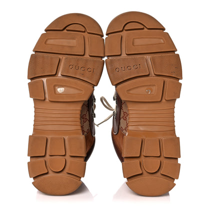 Gucci X SEGA Suede Calfskin GG Monogram Mens Flashtrek Sneakers 11.5 New Cuir Beige Ruggine 5 of 13
