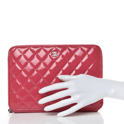 Chanel Patent Calfskin Quilted Zipped Clutch Pink 2 of 12