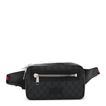 Gucci Soft GG Supreme Monogram Web Belt Bag Black Grey 1 of 13
