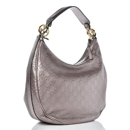 Gucci Metallic Guccissima Medium GG Twins Hobo Mauve 3 of 7