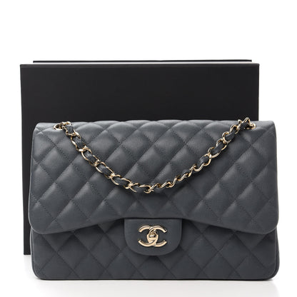 Chanel Caviar Quilted Jumbo Double Flap Dark Grey 11 of 11