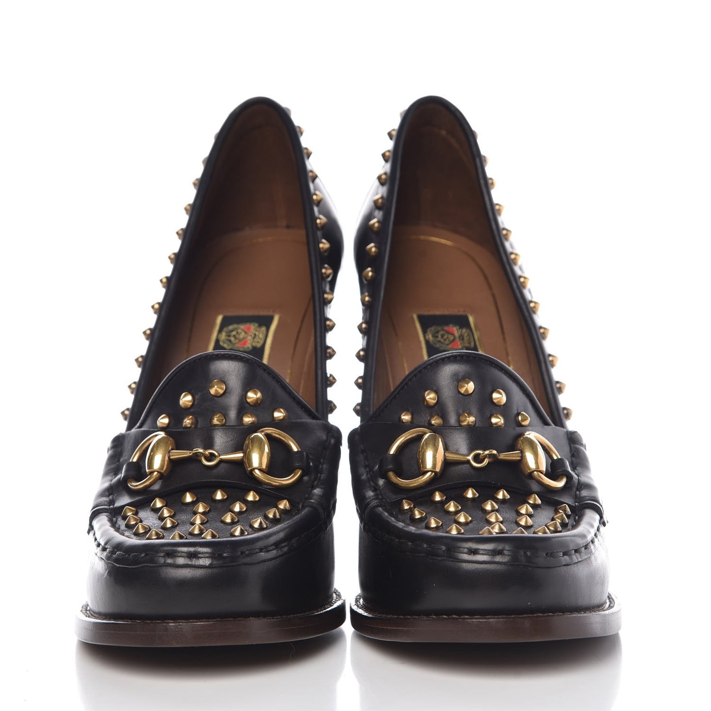 Calfskin Studded Horsebit Alyssa Pumps 36.5 Black