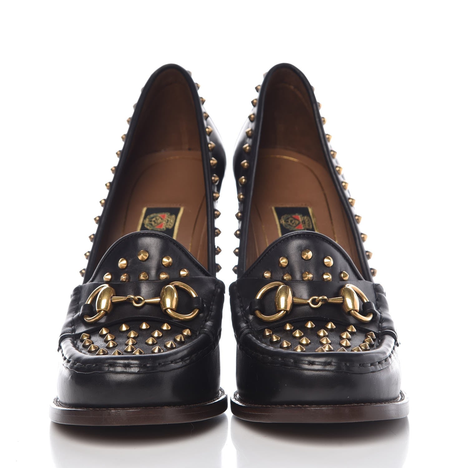 Gucci Calfskin Studded Horsebit Alyssa Pumps 36.5 Black 2 of 7