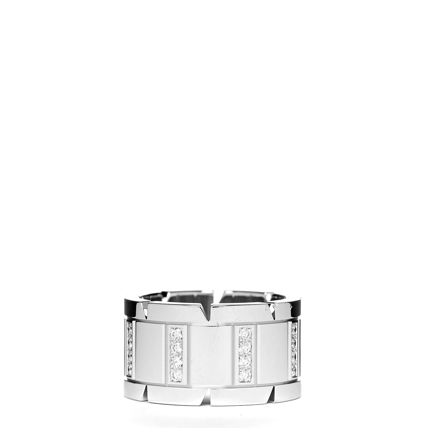 18K White Gold Diamond 11mm Tank Francaise Ring 50 5.25