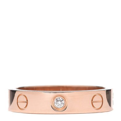 Cartier 18K Pink Gold Diamond 4mm LOVE Wedding Band Ring 50 5.25 1 of 6
