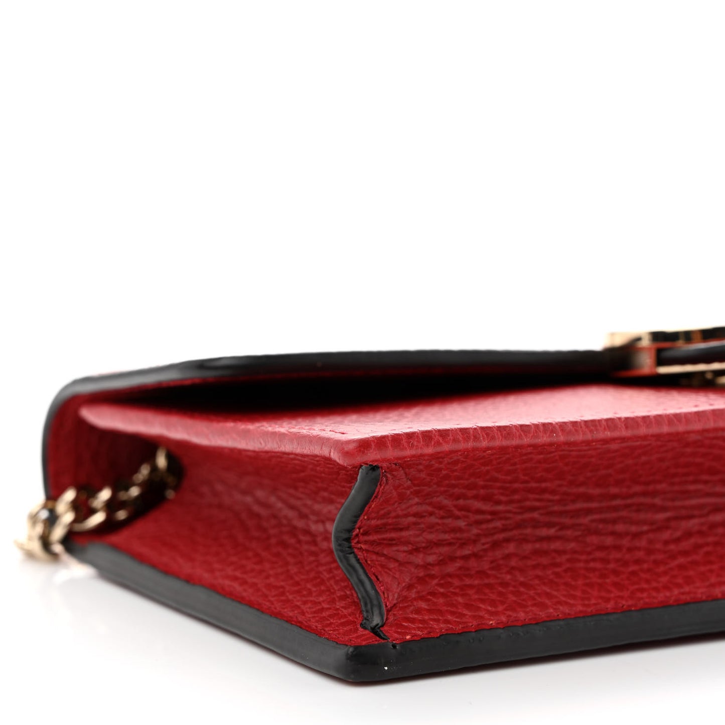 Dollar Calfskin Interlocking G Chain Wallet Red