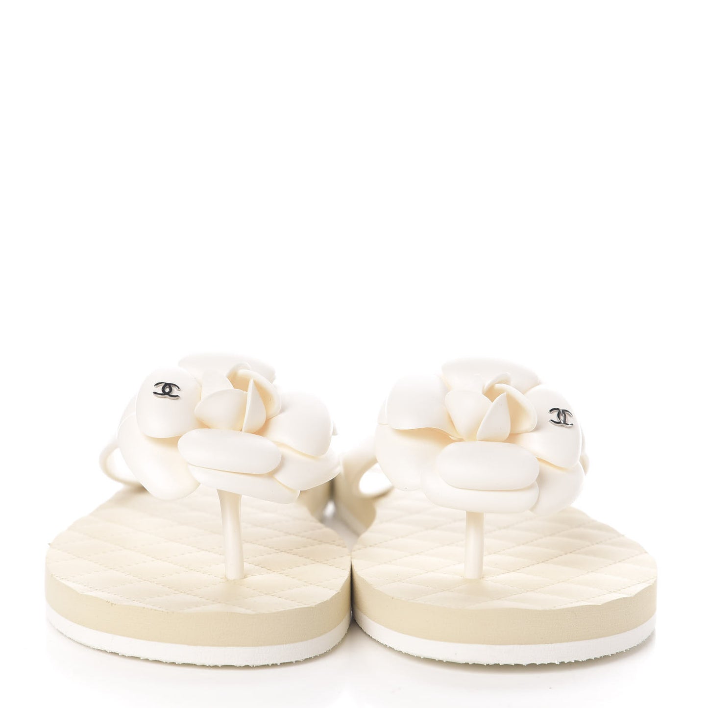 PVC Camellia Thong Sandals 38 Ivory