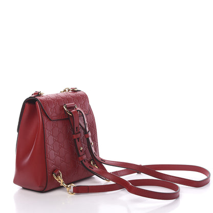 Gucci Guccissima Signature Padlock Backpack Hibiscus Red 2 of 9