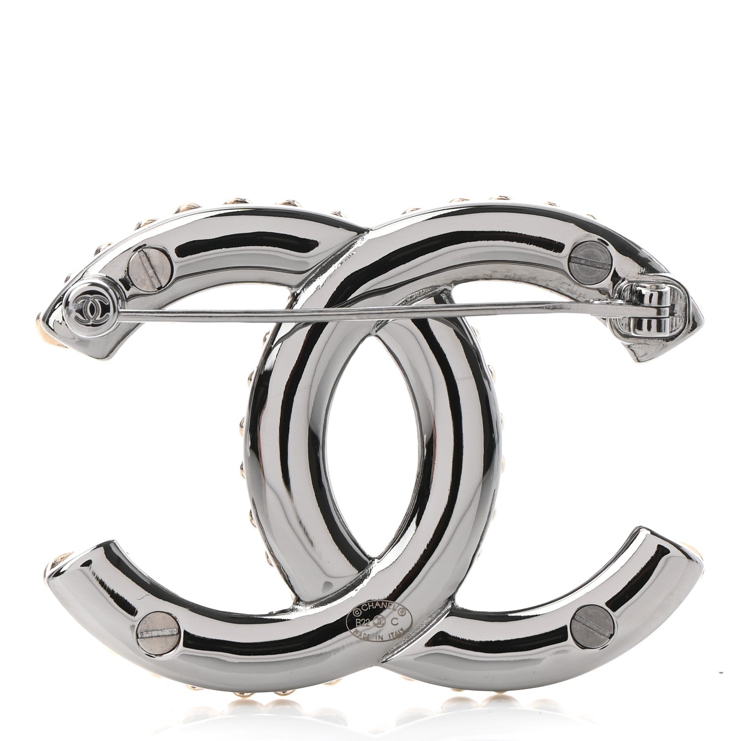 Chanel Metal CC Heart Brooch Gold Silver 3 of 5