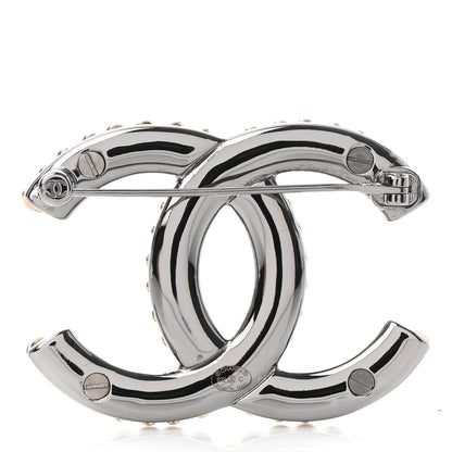 Chanel Metal CC Heart Brooch Gold Silver 3 of 5