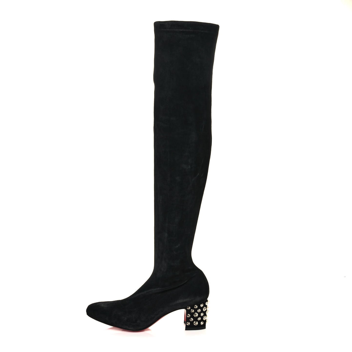 Veau Velours Spiked Study Stretch 55 Over The Knee Boots 39.5 Black