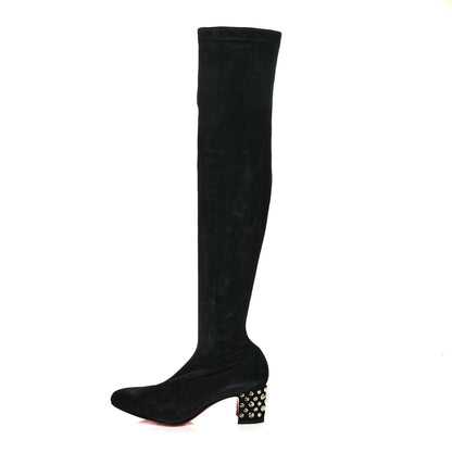 Christian Louboutin Veau Velours Spiked Study Stretch 55 Over The Knee Boots 39.5 Black 1 of 14