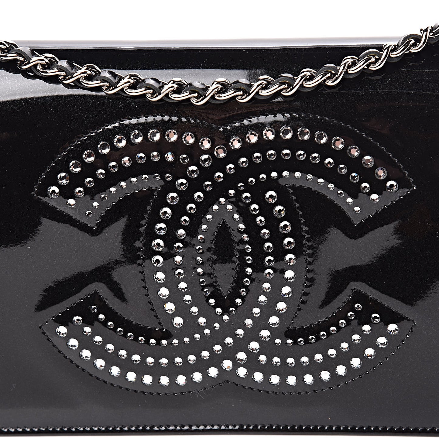 Patent Strass Wallet On Chain WOC Black