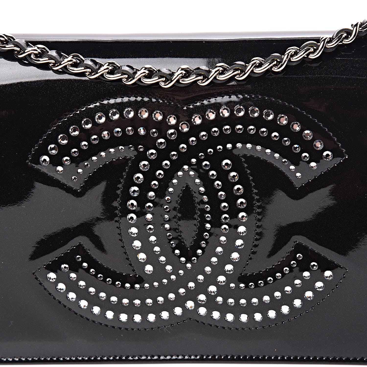 Chanel Patent Strass Wallet On Chain WOC Black 14 of 15