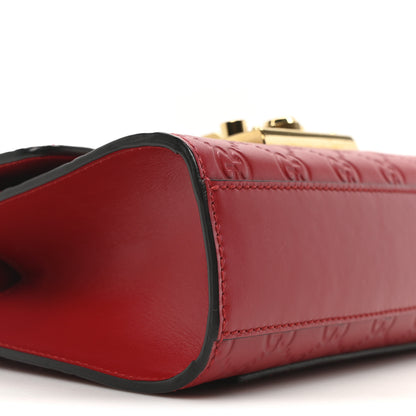 Gucci Guccissima Small Padlock Shoulder Bag Hibiscus Red 9 of 10