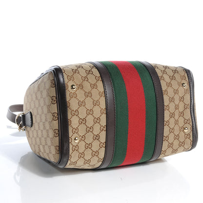 Gucci Monogram Selleria Calfskin Vintage Web Medium Boston Beige Ebony Cocoa 4 of 9