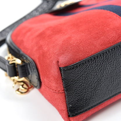 Gucci Suede Patent Web GG Small Ophidia Dome Shoulder Bag Hibiscus Red 8 of 12