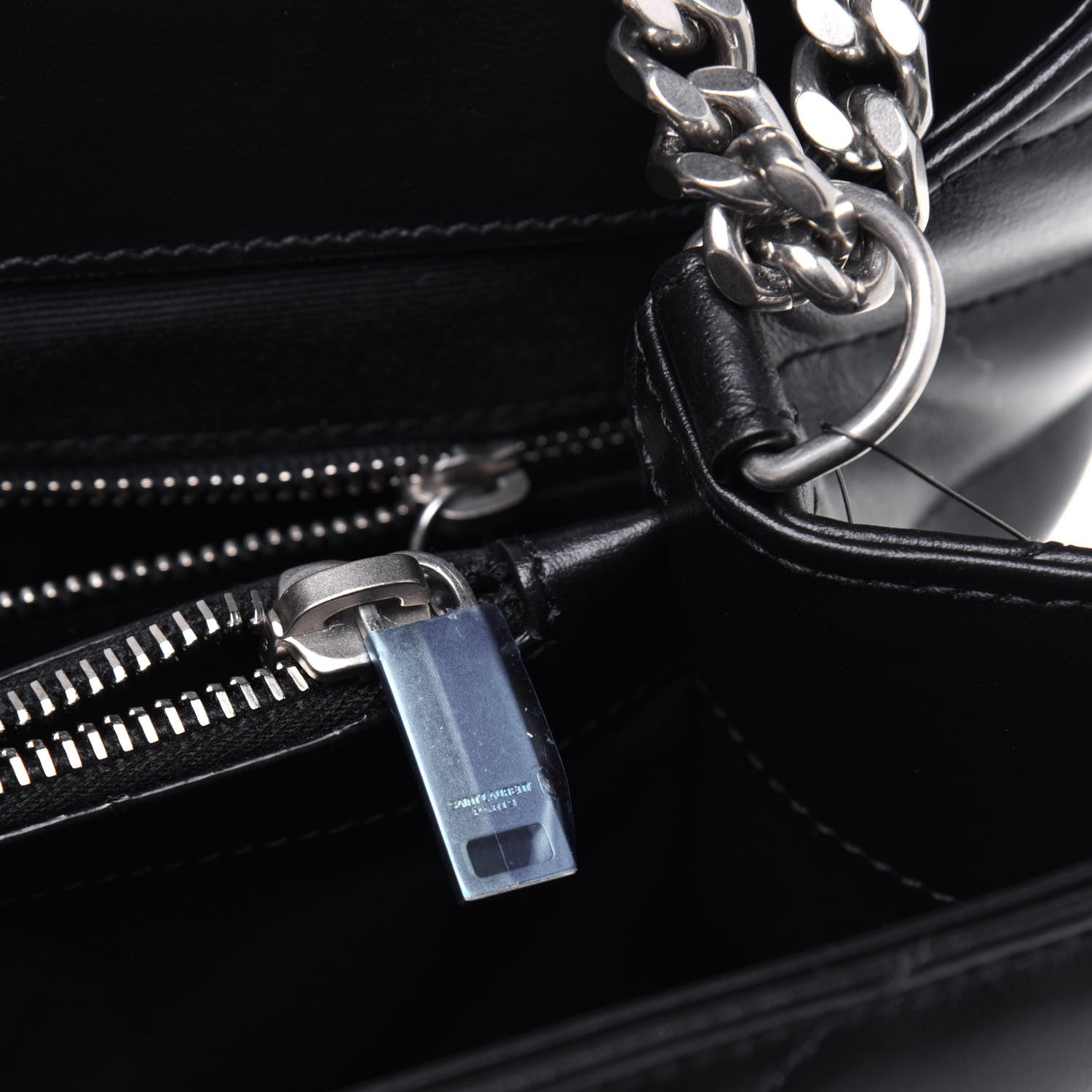 Saint Laurent Calfskin Y Quilted Monogram Large Loulou Chain Satchel Black 9 of 13