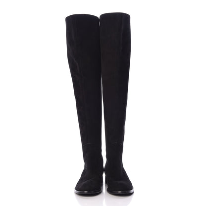 Louis Vuitton Suede Skyline Thigh High Flat Boots 39 Black 2 of 9