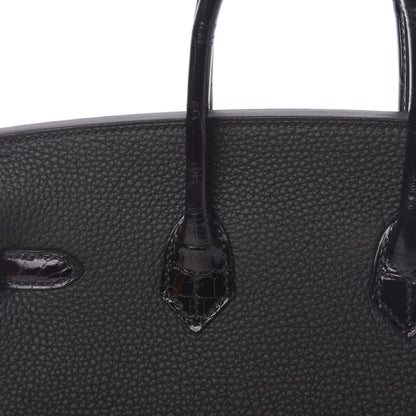 Hermes Togo Shiny Niloticus Crocodile Birkin Touch 25 Black 31 of 38