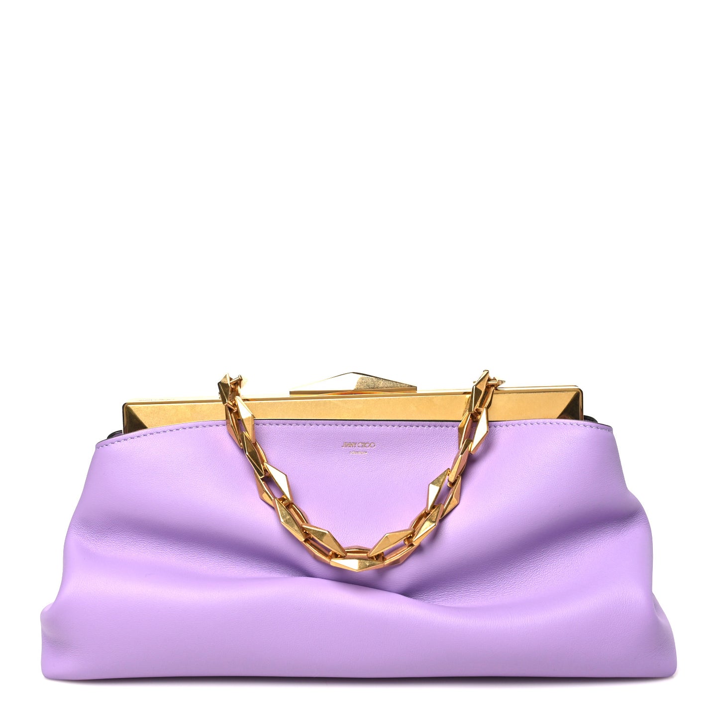 Box Calfskin Diamond Frame Clutch Wisteria