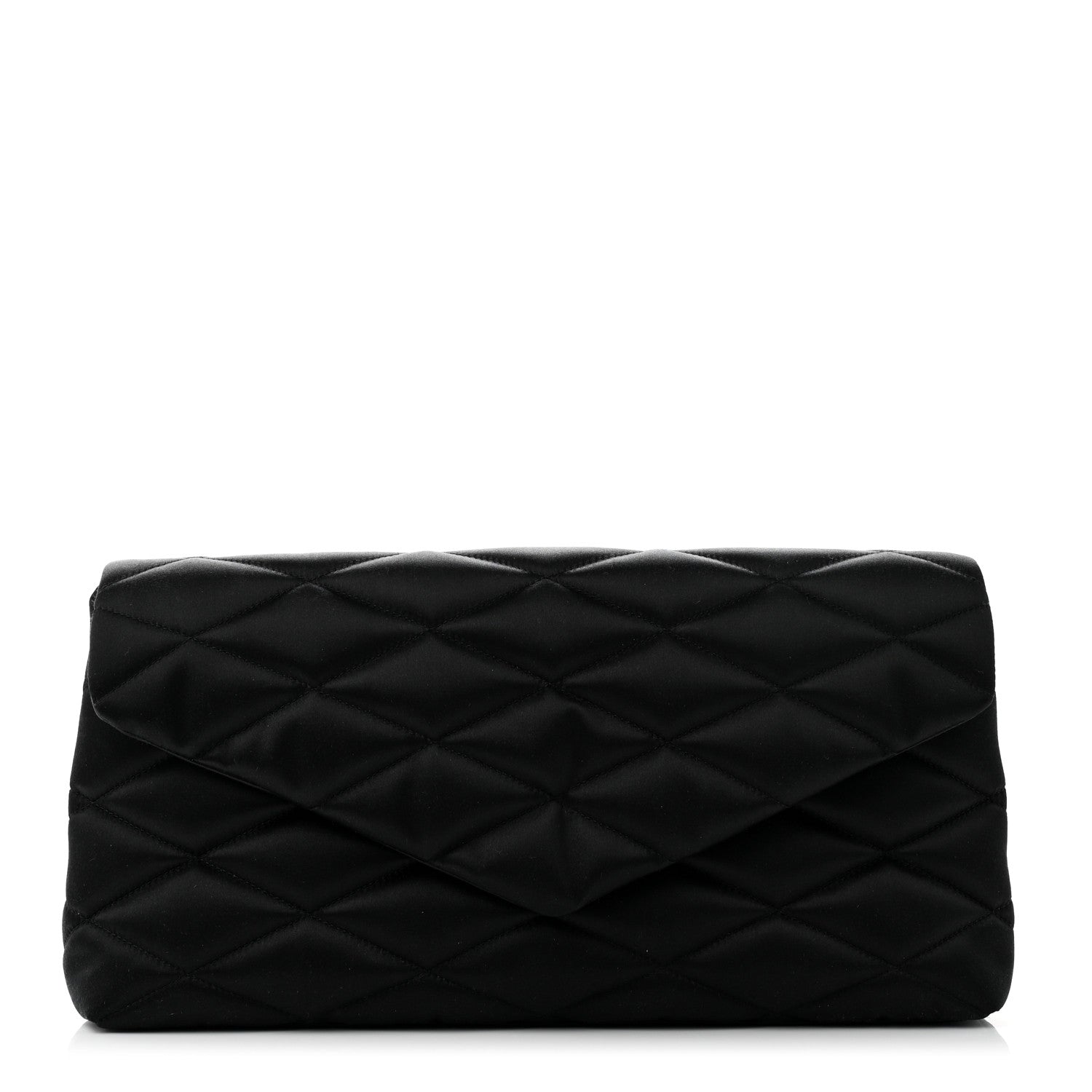 Saint Laurent Satin Quilted Sade Puffer Envelope Clutch Black 1 of 5