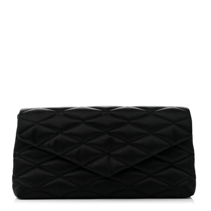 Saint Laurent Satin Quilted Sade Puffer Envelope Clutch Black 1 of 5