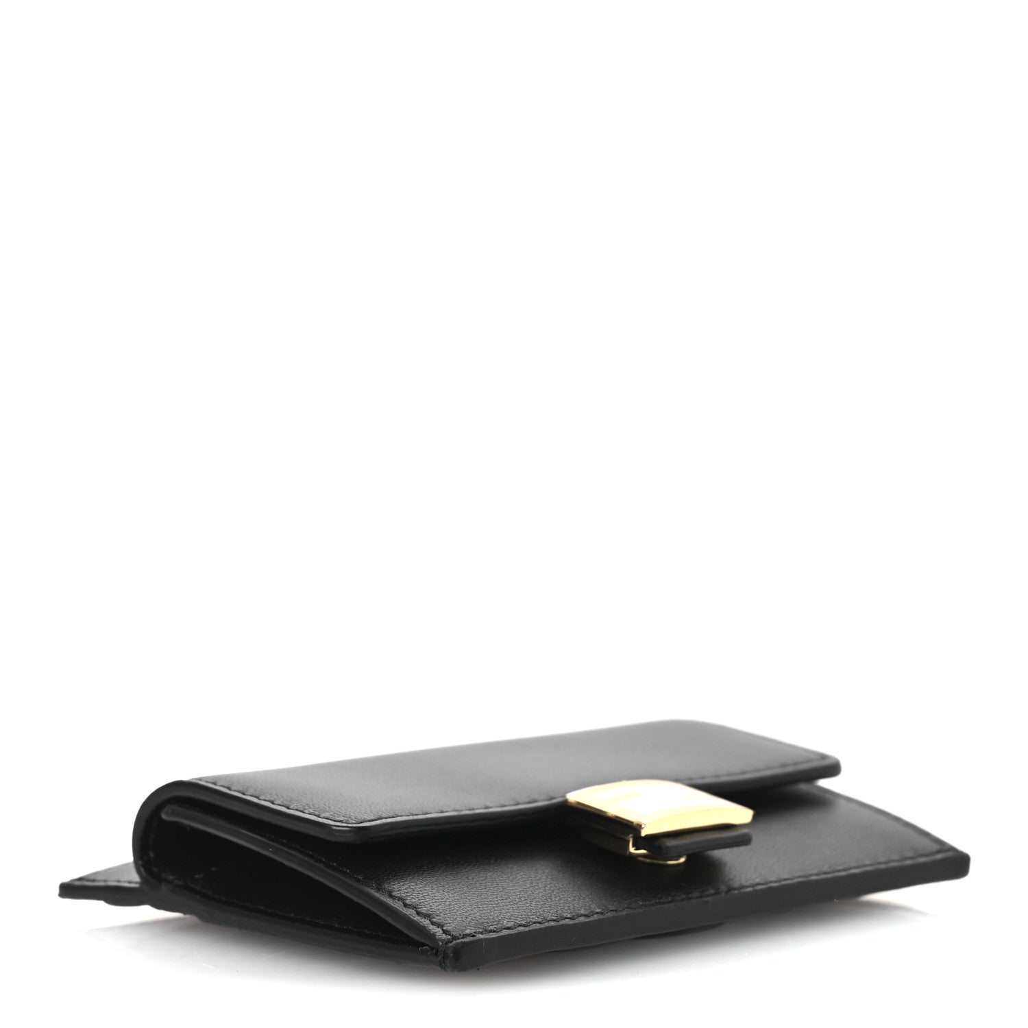 Fendi Nappa Matisse FF Diagonal Embossed Fold Over Card Holder Wallet Black 3 of 8