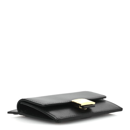 Fendi Nappa Matisse FF Diagonal Embossed Fold Over Card Holder Wallet Black 3 of 8