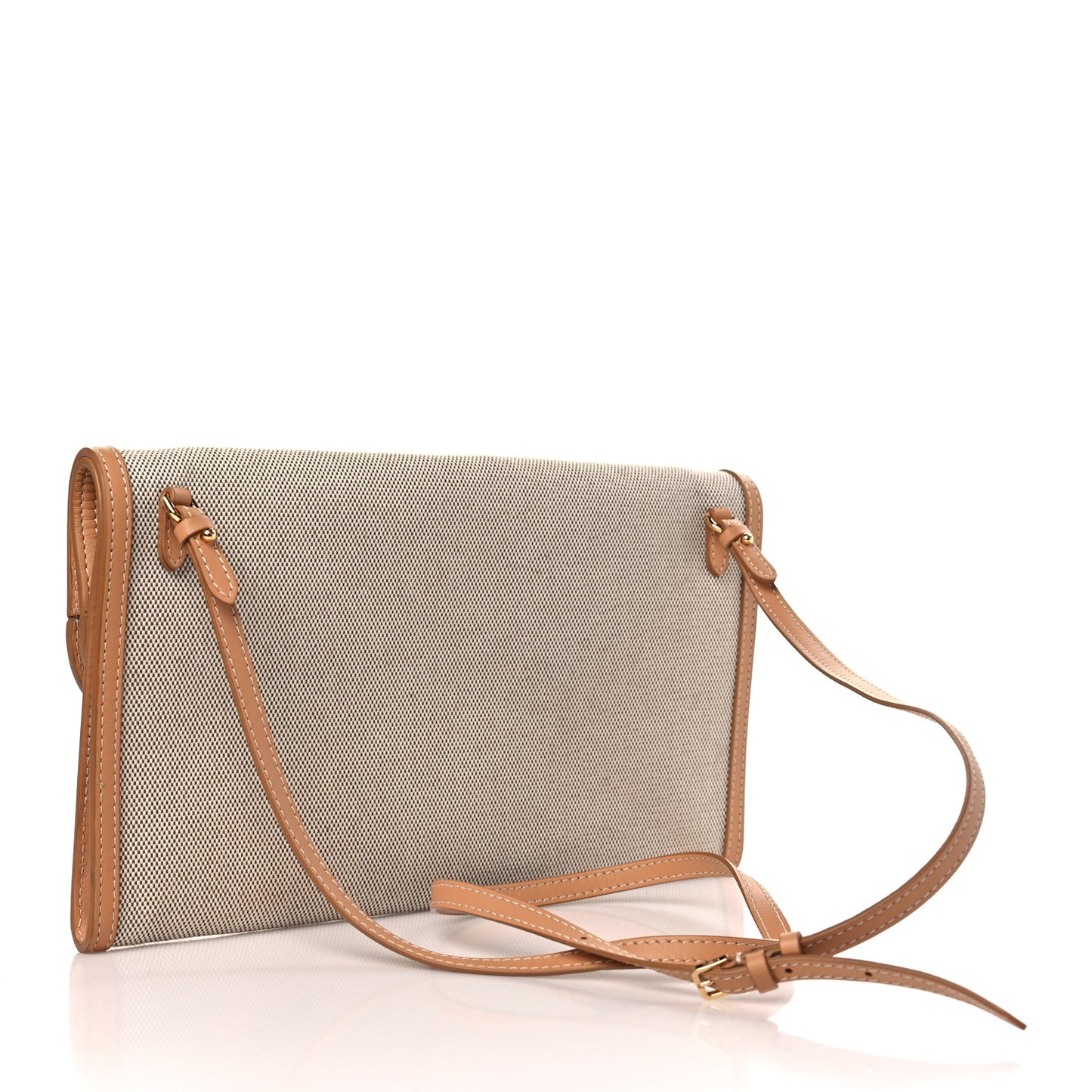 Canvas Smooth Calfskin Two Tone Pocket Bag Soft Fawn Warm Sand