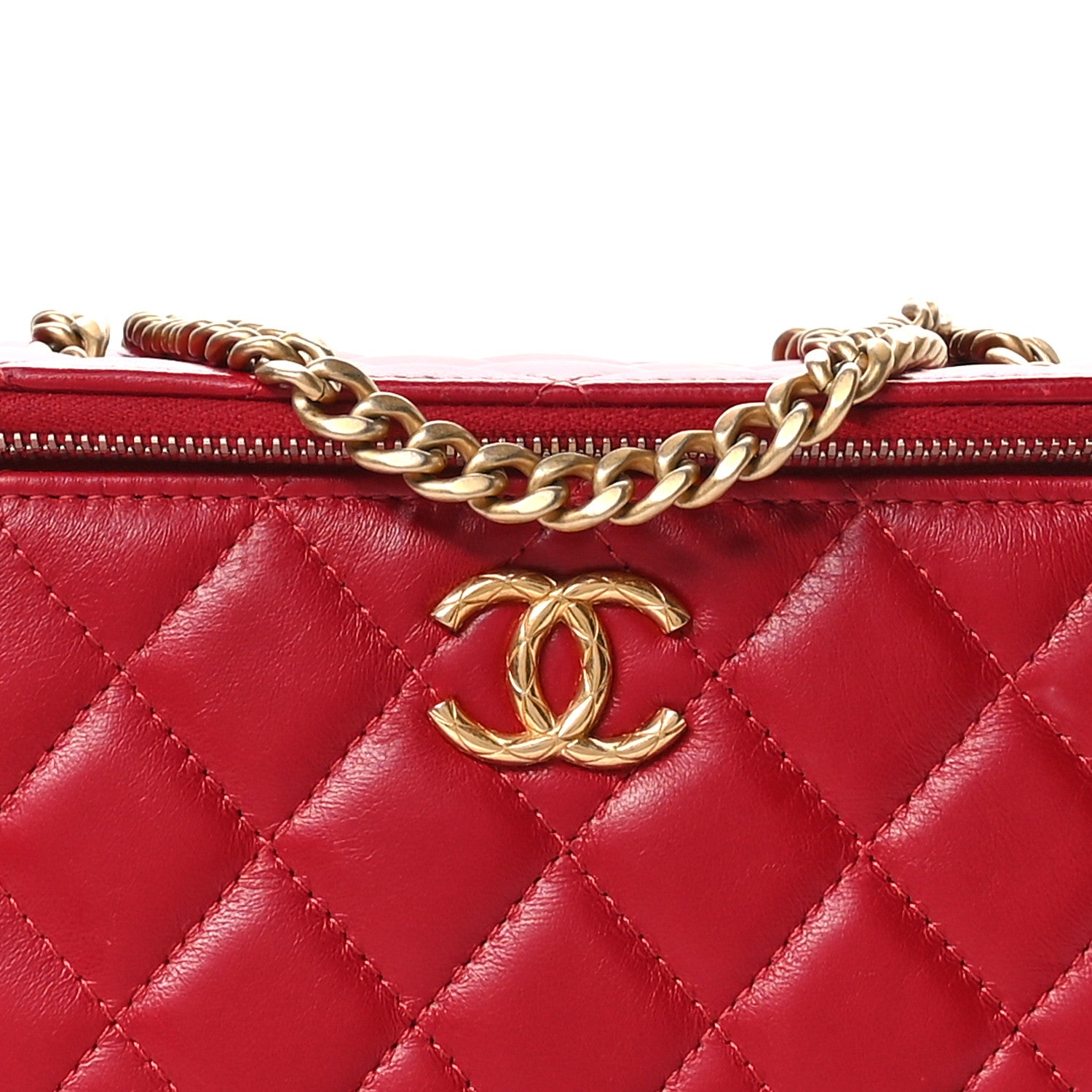 Chanel Lambskin Quilted Small Pillow Crush Vanity Case With Chain Red 8 of 11