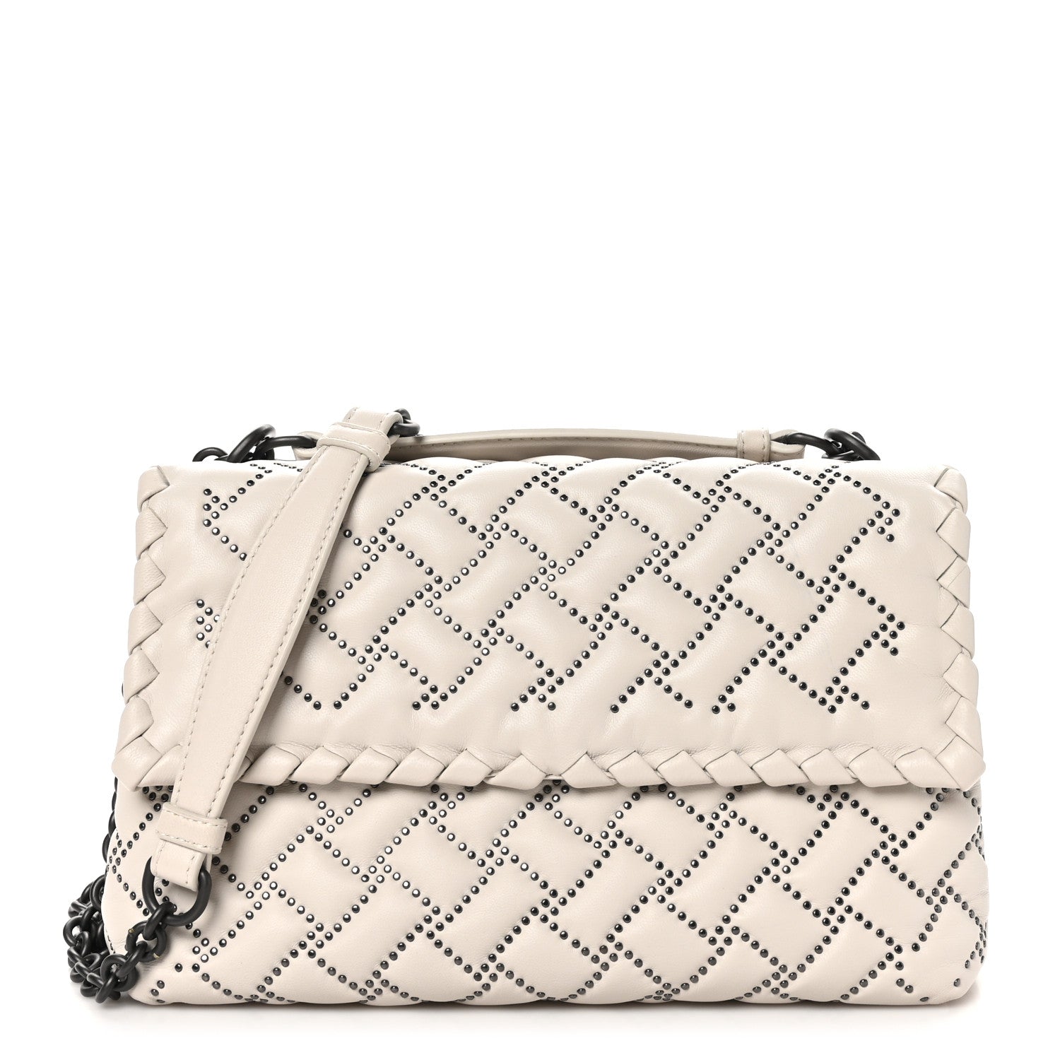 Bottega Veneta Nappa Intrecciato Microstuds Small Olimpia Shoulder Bag Plaster 1 of 10