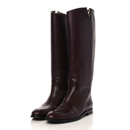 Louis Vuitton Calfskin Heritage Flat High Boots 37.5 Brown 6 of 18
