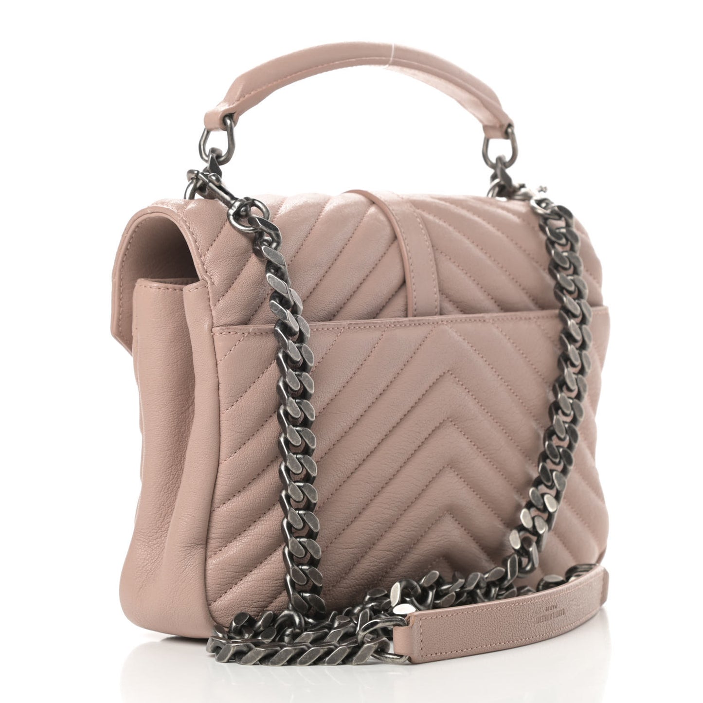 Sheepskin Matelasse Chevron Monogram Medium College Bag Rose Poudre