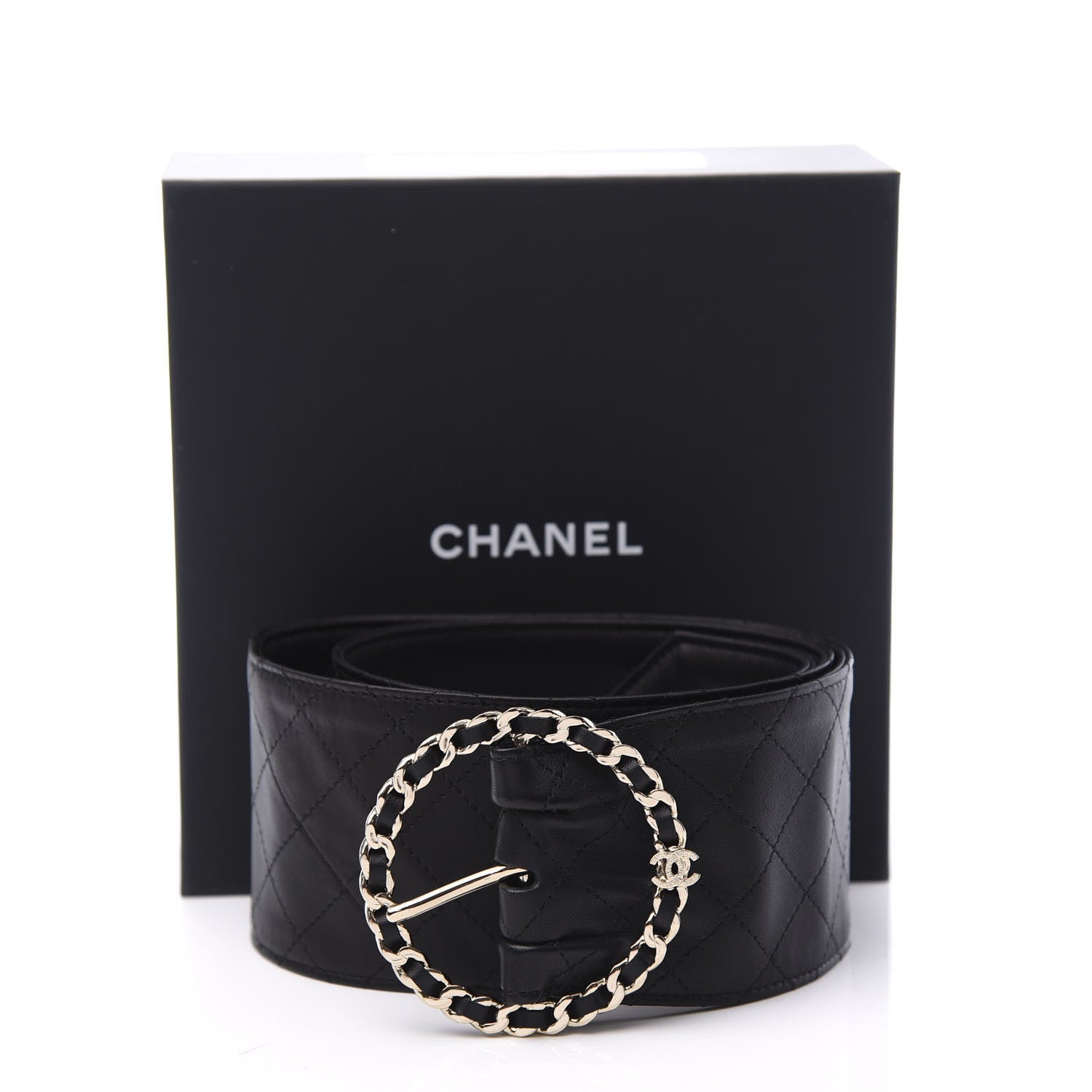 Chanel Lambskin Stitched Chain Belt 80 34 Black 7 of 7