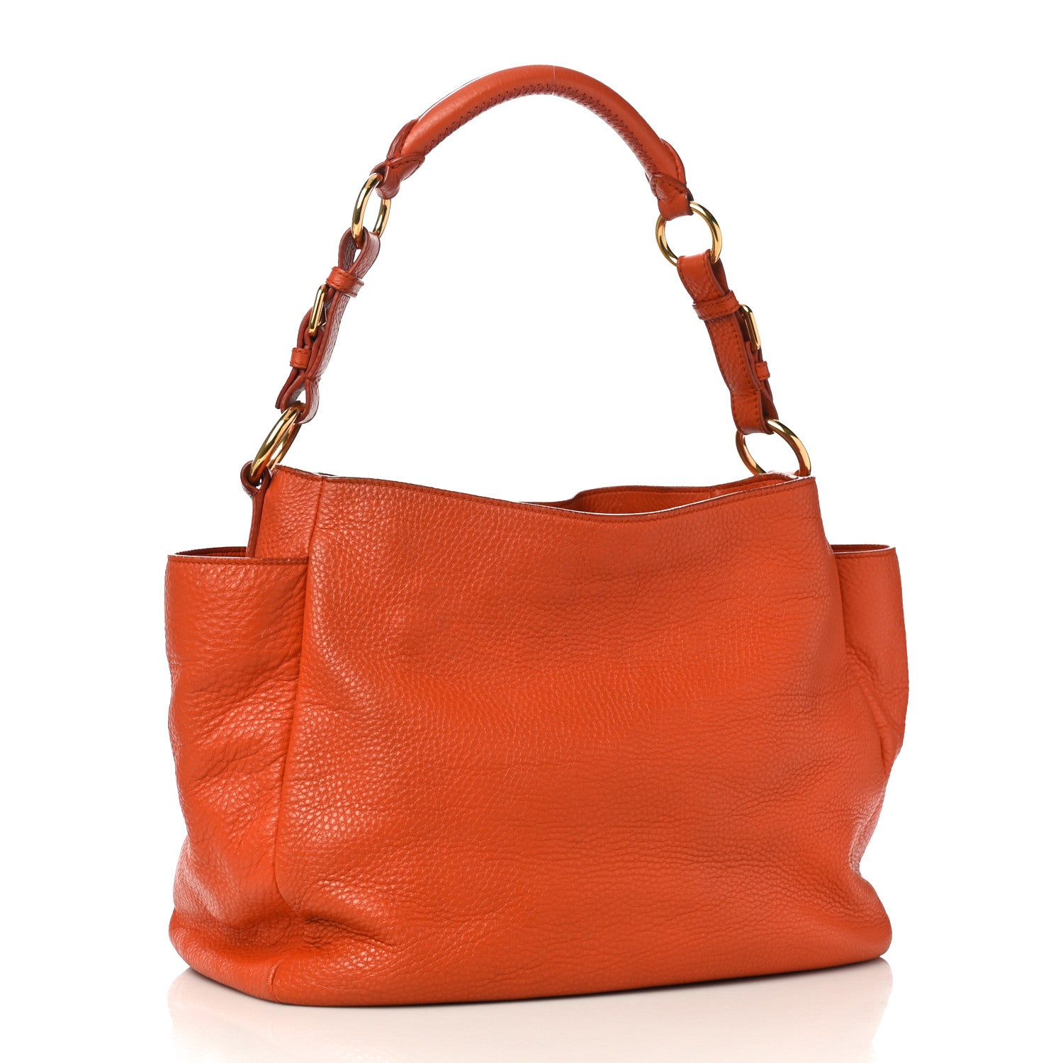 Prada Vitello Daino Side Pocket Hobo Papaya 3 of 15