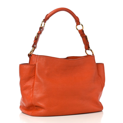 Prada Vitello Daino Side Pocket Hobo Papaya 3 of 15