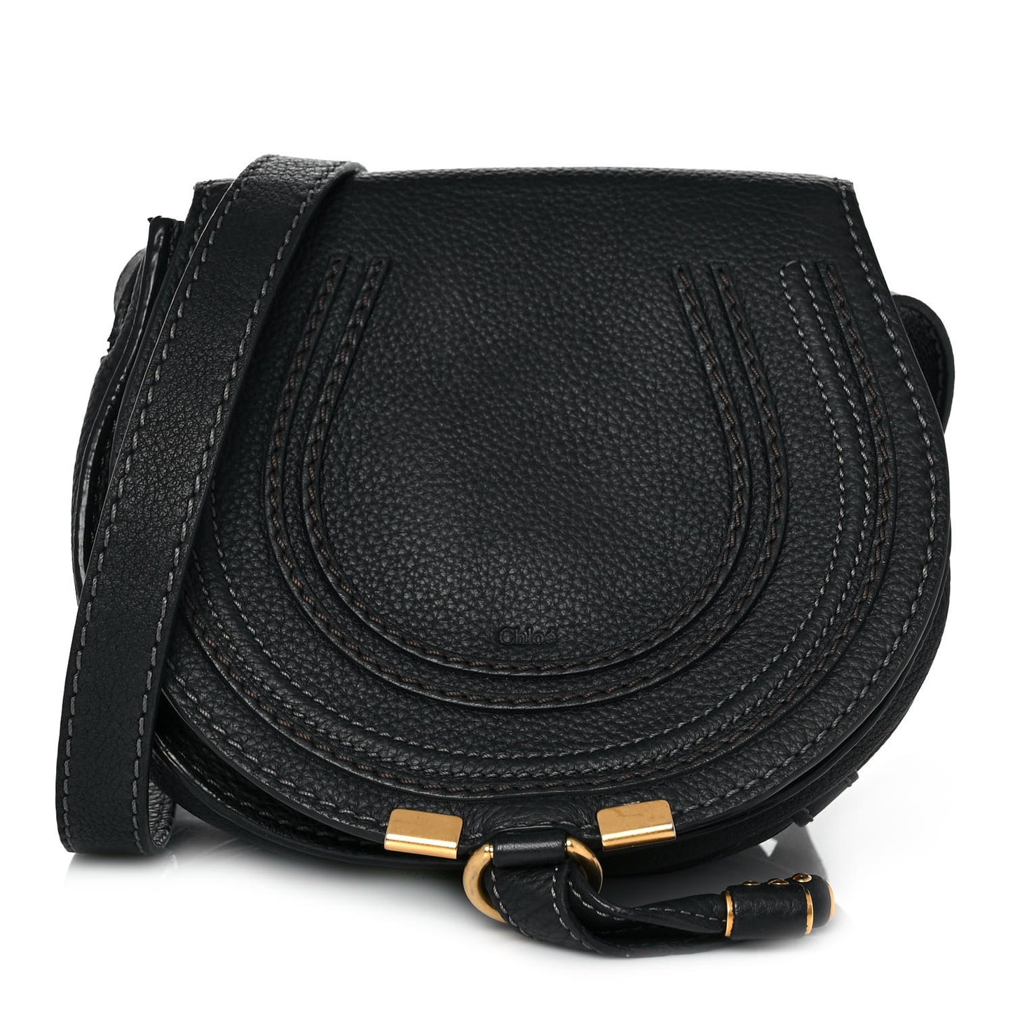 Calfskin Mini Marcie Round Crossbody Bag Black