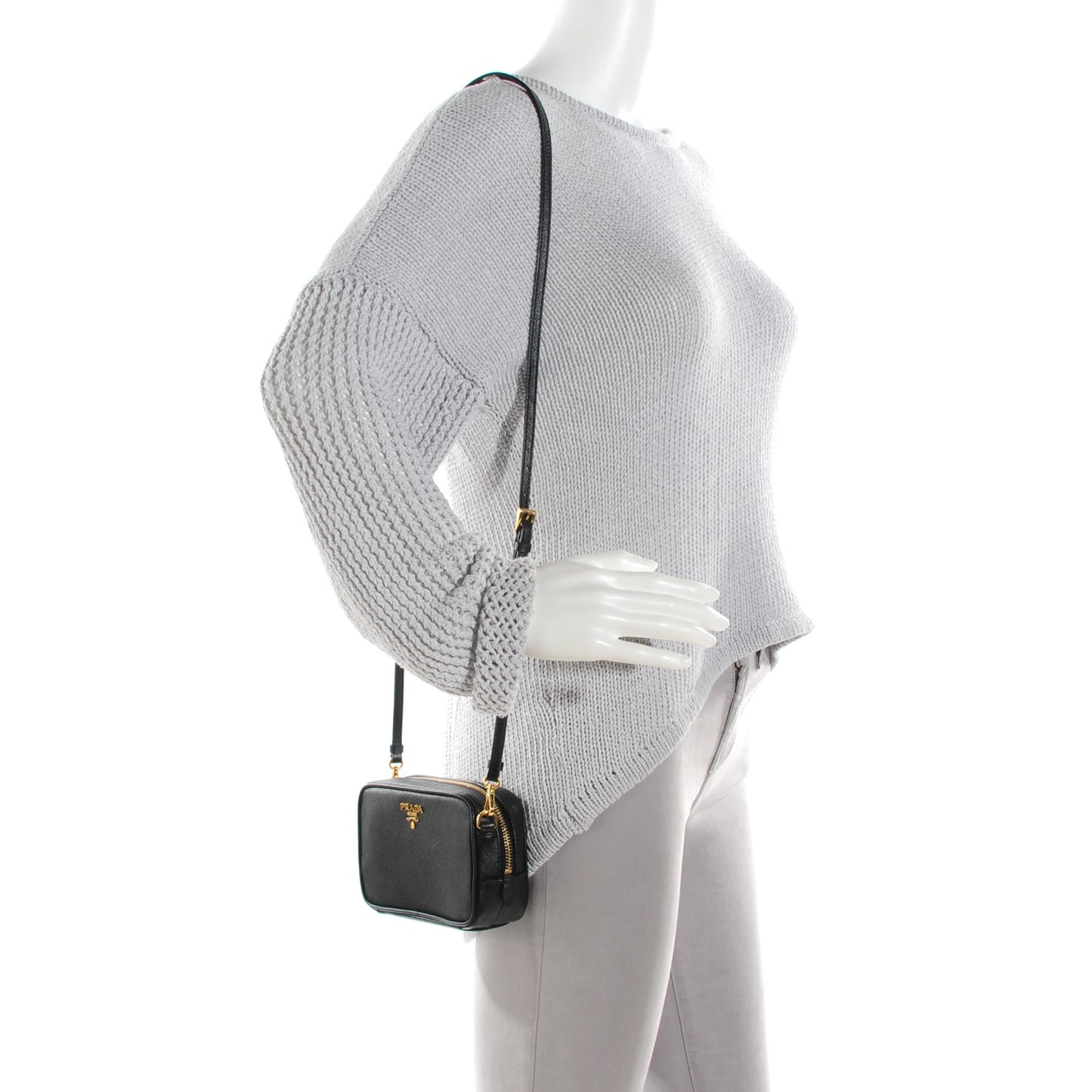 Saffiano Mini Camera Crossbody Black