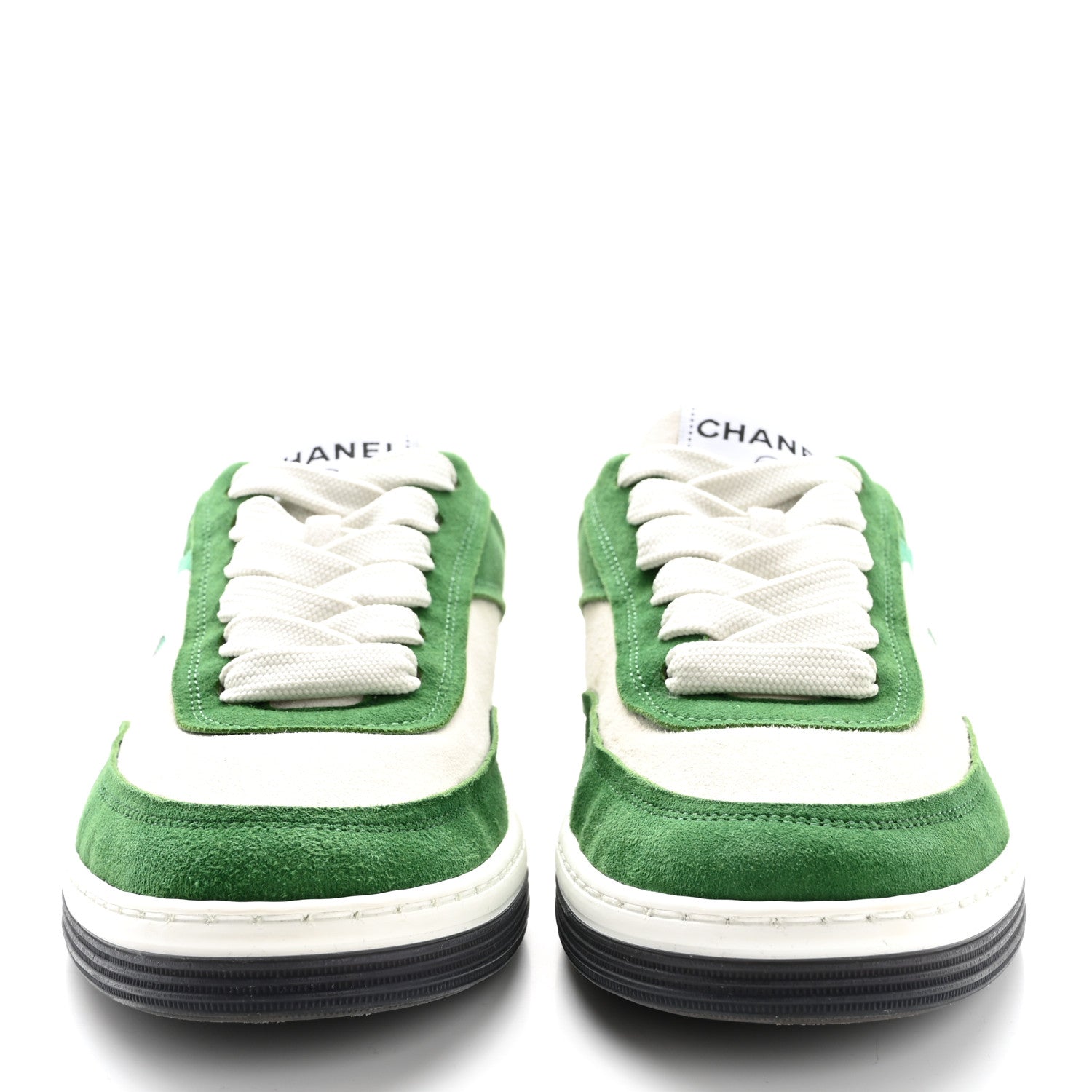 Chanel Suede Kidskin Womens CC Sneakers 39 White Green 2 of 11