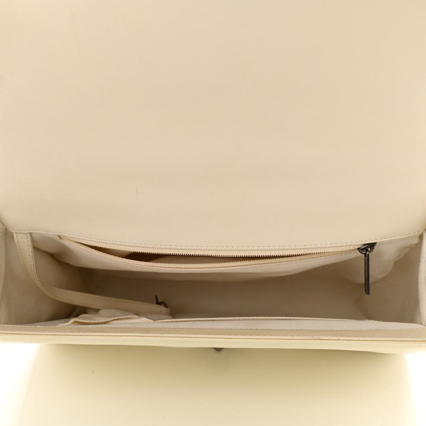 Patent Quilted Large Boy Flap White