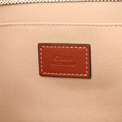 Chloe Cotton Calfskin Large Woody Ribbon Tote White Brown 6 of 10