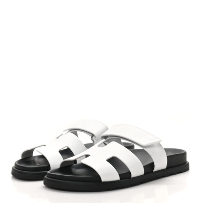 Hermes Calfskin Womens Chypre Sandals 37 White 4 of 10