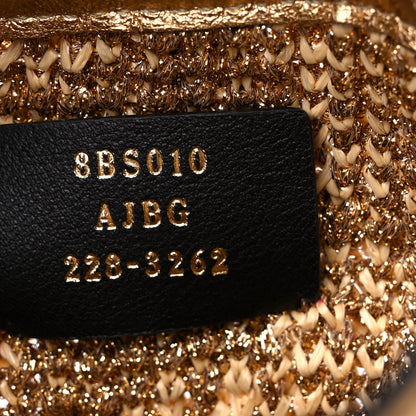 Fendi Raffia Lurex Vitello Laminato F is Fendi FF Crochet Mini Mon Tresor Bucket Bag Natural Oro 7 of 9