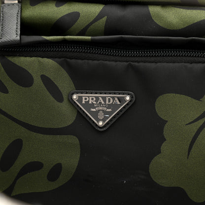 Prada Tessuto Nylon Hibiscus Print Trolley Luggage Green 18 of 18